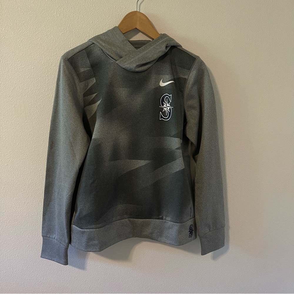 Seattle Mariners Nike Performance Pullover Cross Neck Hoodie Gray Embroidered-M